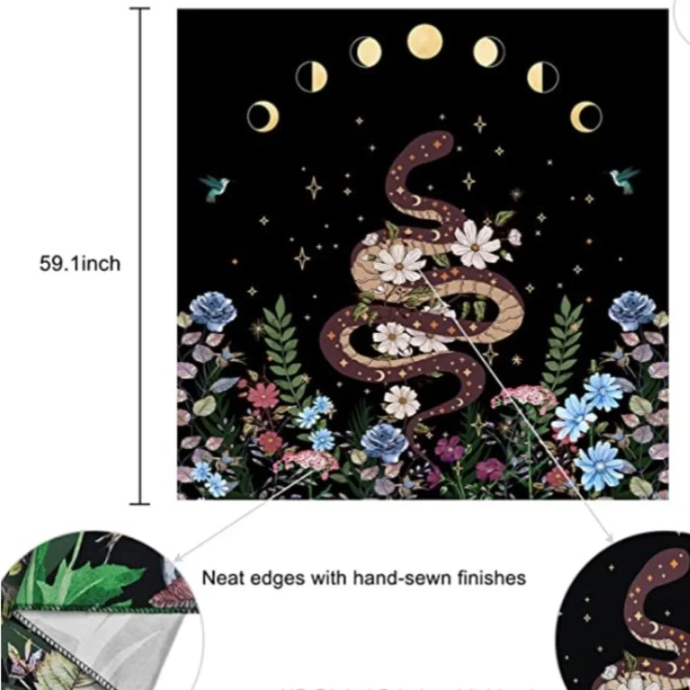 🐍 Snake and Moonphase Tapestry